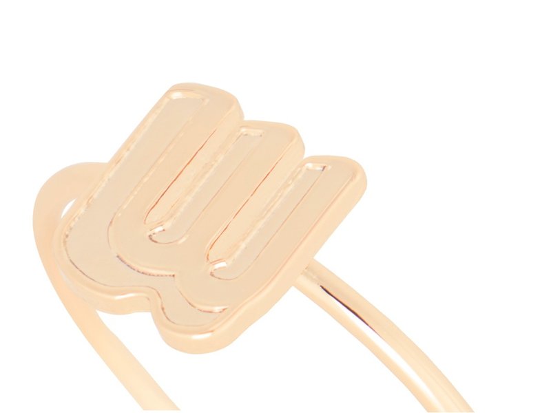 英文字母 W 纯银镀金戒指 (单只) - 戒指 - 纯银 金色