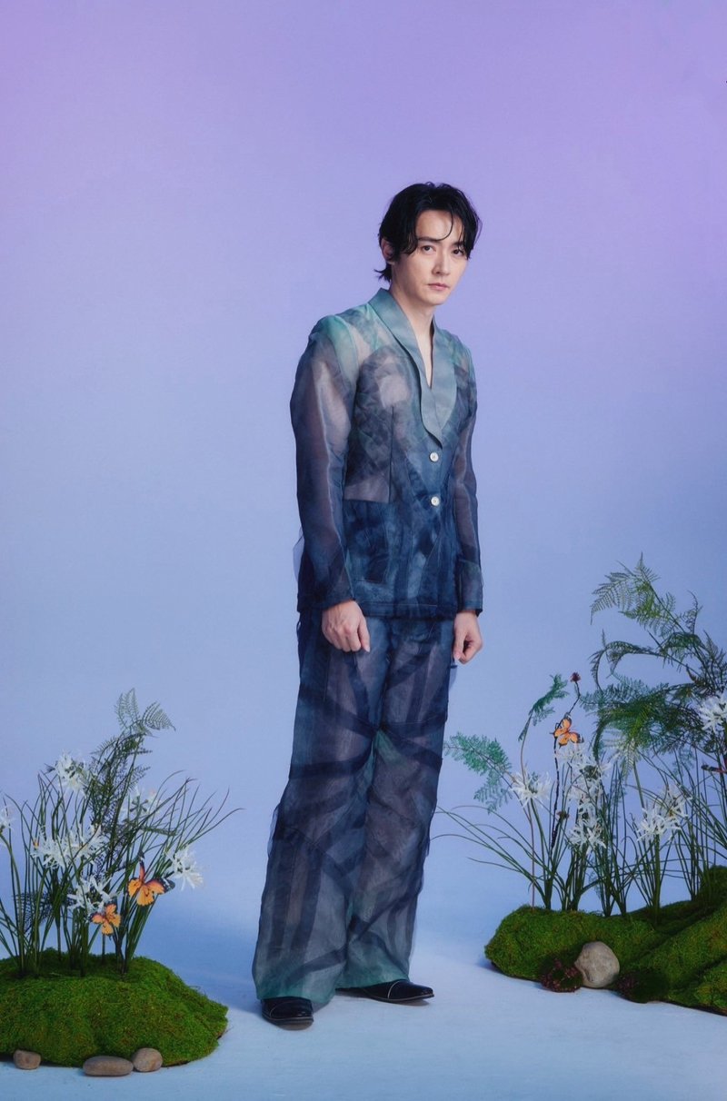 蝴蝶深蓝色渐层切割剪裁礼服西装 - 男装西装外套 - 其他人造纤维 蓝色
