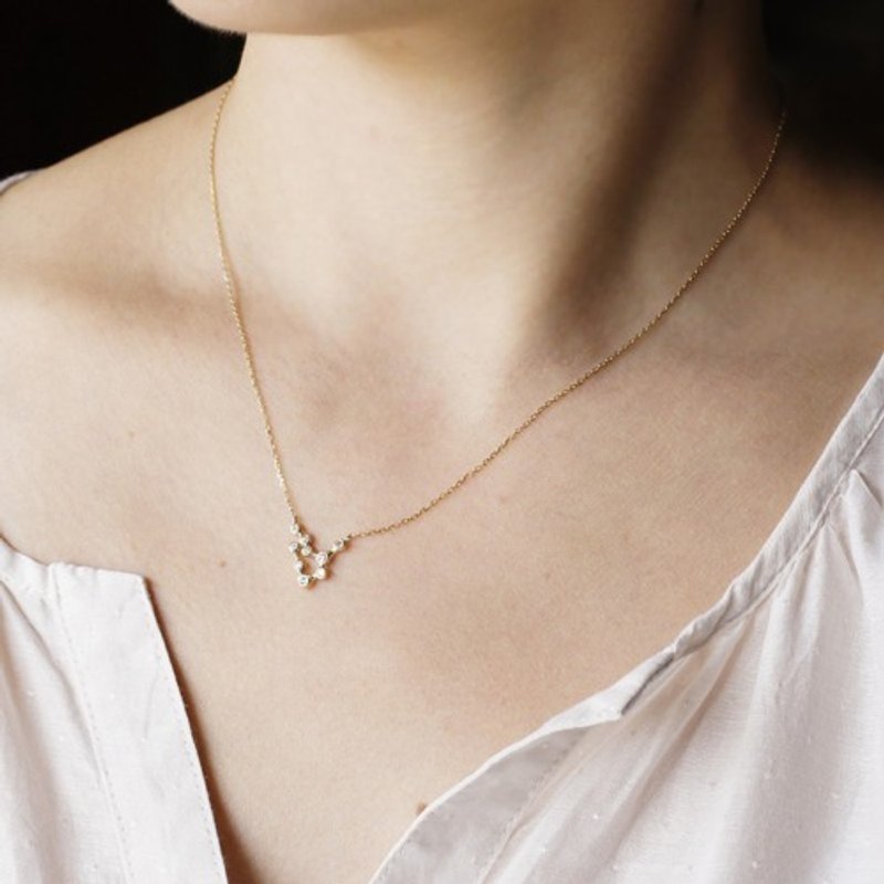 星尘 9 颗宝石项链 P056K10YG - 项链 - 贵金属 金色