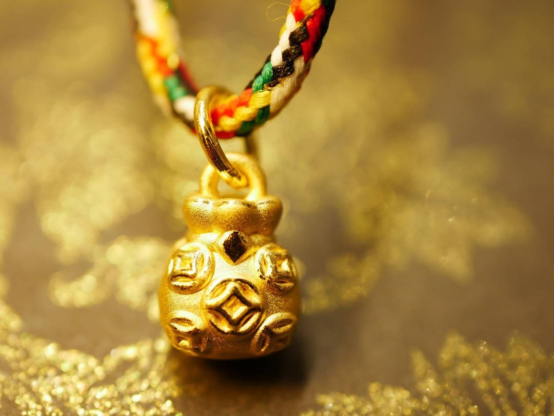 黄金坠子-荷包满满装满钱袋金饰-黄金9999 - 项链 - 24k 金 金色