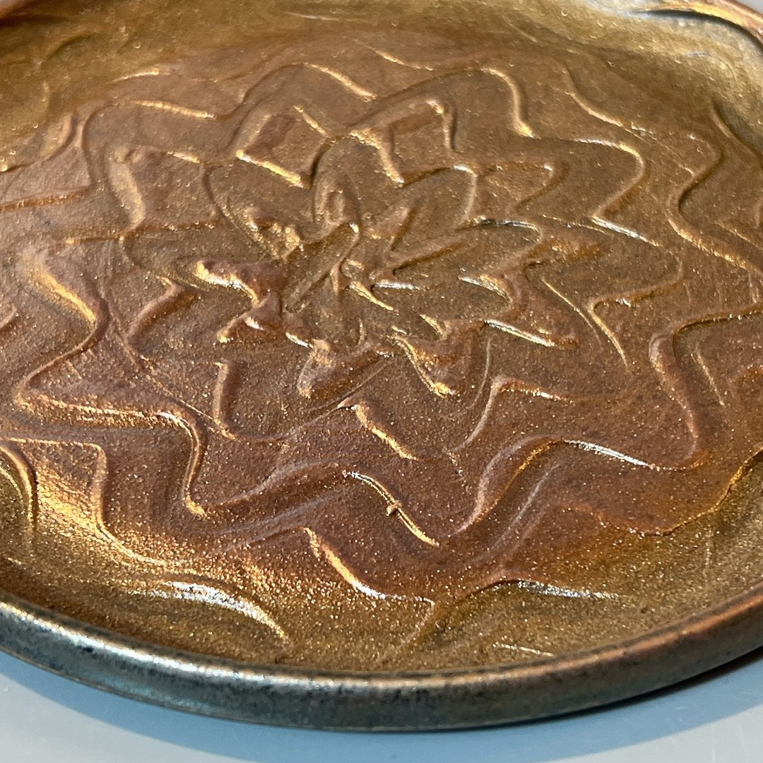 柴烧水波纹壶承 / 点心盘 / 小平凡手作 - 茶具/茶杯 - 陶 