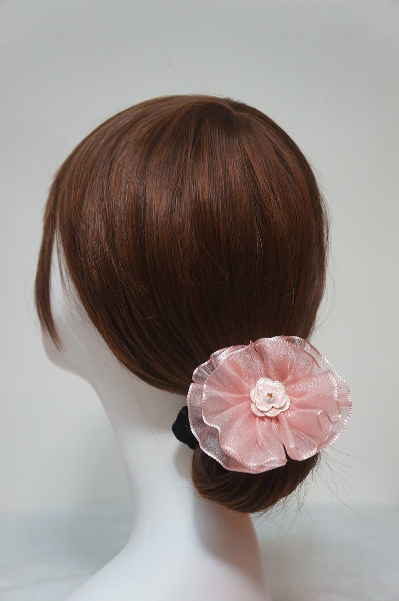 D2-舒适耐用大肠圈 - 发圈发束大肠圈马尾公主头类 珍珠雪纱山茶 - 发饰 - 其他材质 多色