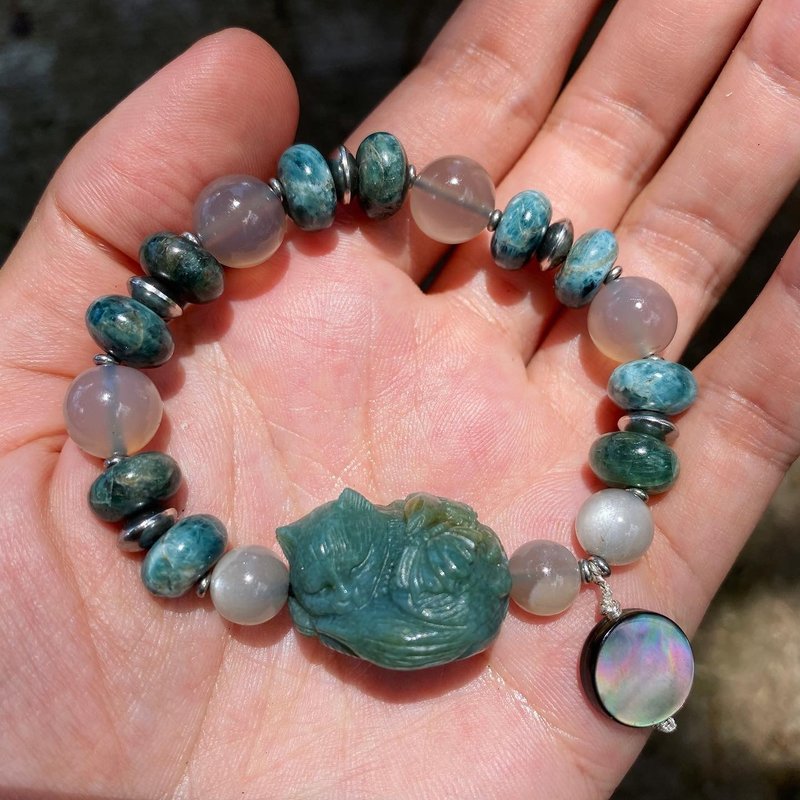 【Lost and find】天然石 星空猫 月夜 九尾狐 手链 CAT01 - 手链/手环 - 宝石 蓝色