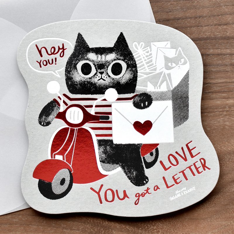 You got a love letter  手工绢印情书卡 - 卡片/明信片 - 纸 红色