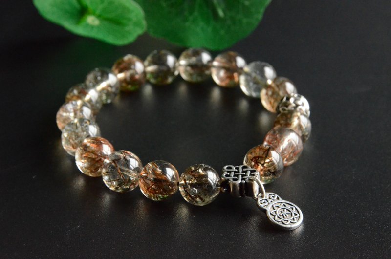 【星纹】天然冰透黑金超七手串手链风水牌 - 手链/手环 - 宝石 