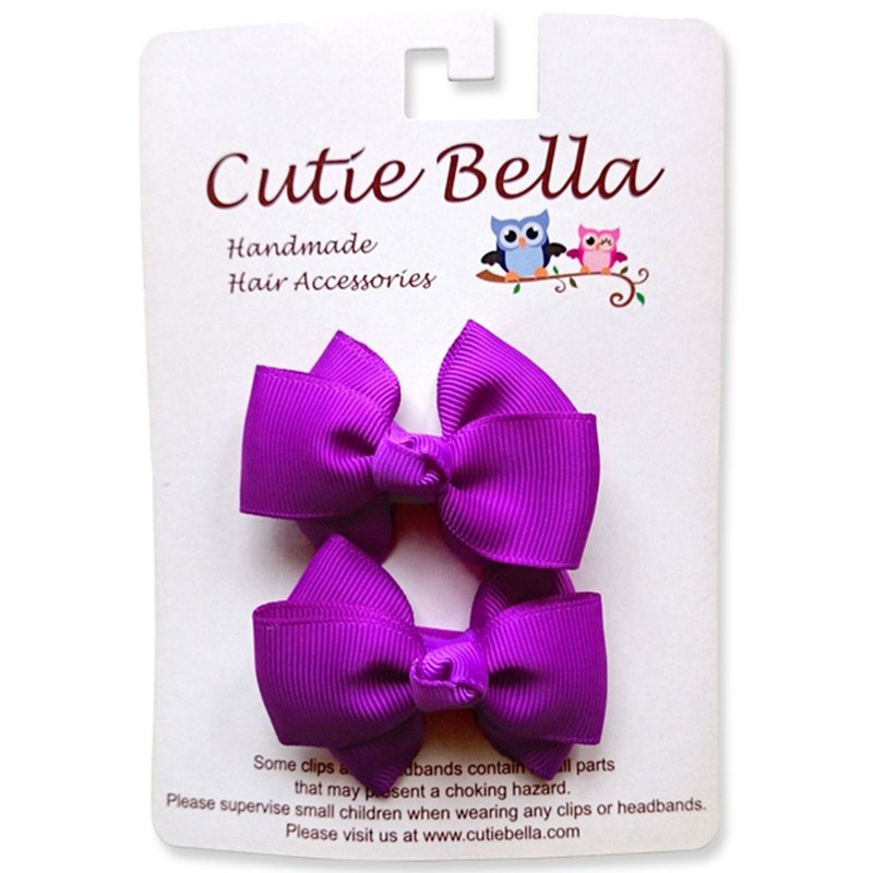 Cutie Bella 梦幻手工发饰全包布 蝴蝶结发夹二入组-Violet - 发饰 - 聚酯纤维 