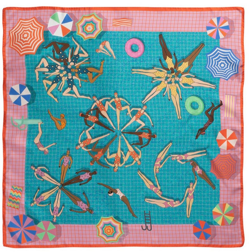 英国设计师 Karen Mabon 真丝方巾 | 水中芭蕾 - 丝巾 - 丝．绢 粉红色