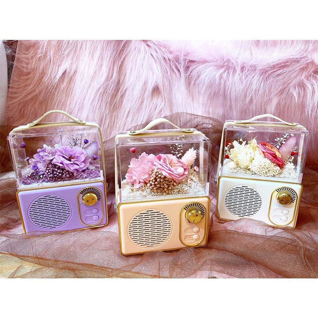 永生花留声机蓝牙音响(共三色) - 干燥花/捧花 - 压克力 多色
