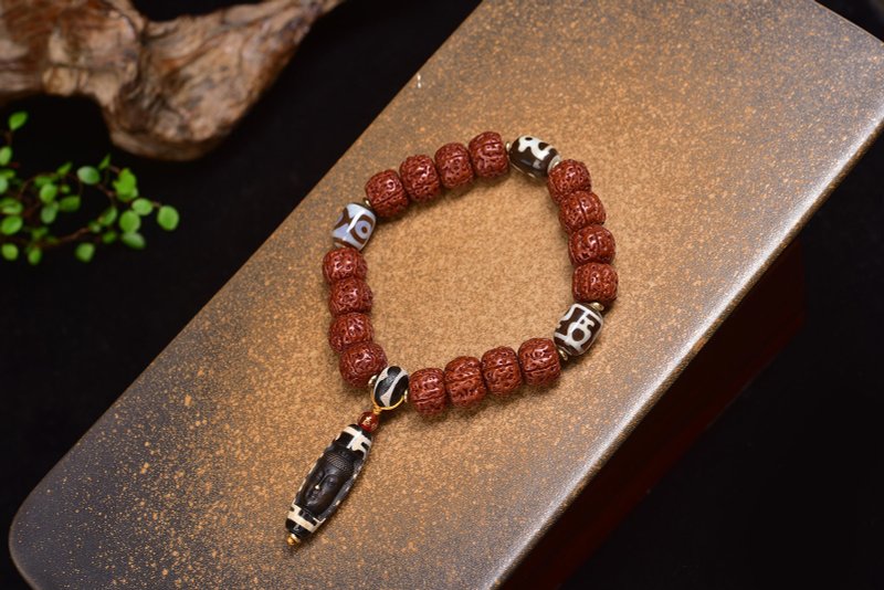 原创藏式盘龙金刚菩提子手串 顶级五瓣藏式盘龙梅花庄 玉华包浆 - 手链/手环 - 半宝石 