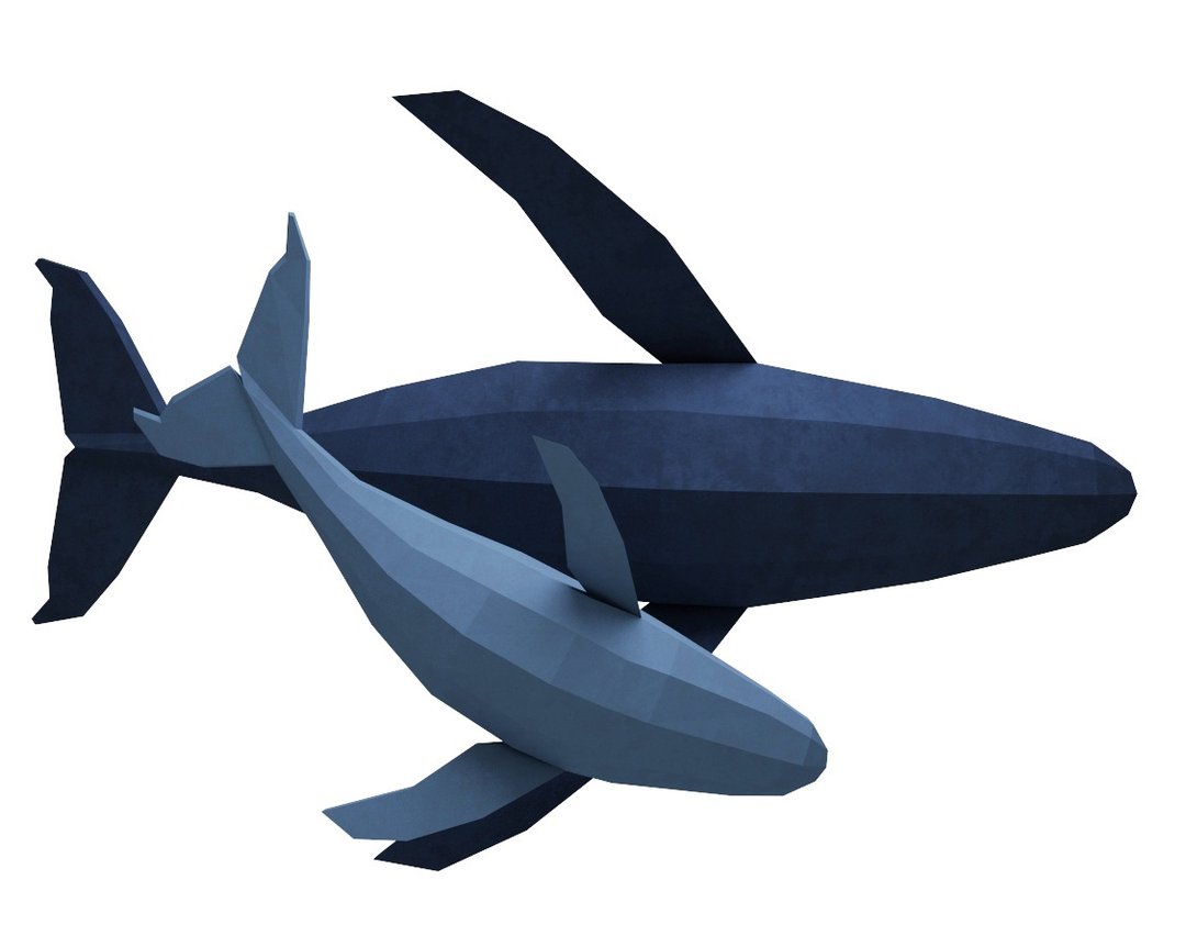 Papercraft Whale, 3D family of whales model, sculpture craft (Digital Template) - 手工艺教程/工具书 - 其他材质 