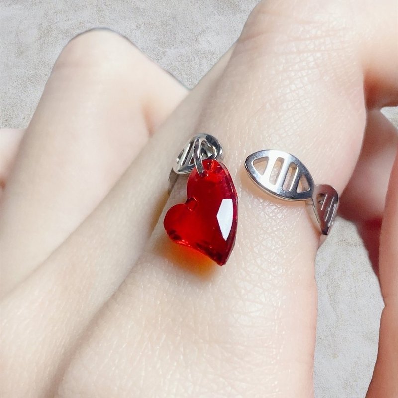 DNA环双螺旋图案环 - 戒指 - 其他金属 银色