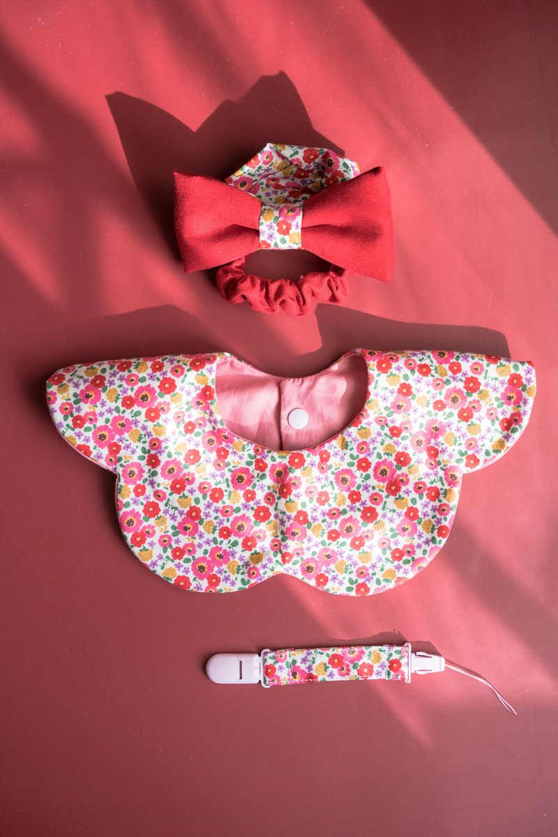 百花齐放 弥月礼盒组 - 满月礼盒 - 棉．麻 红色