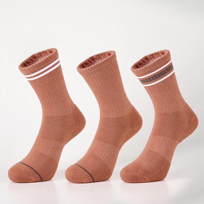 自由拼图(单支入) - 砖红(F) - 袜子 - 棉．麻 红色