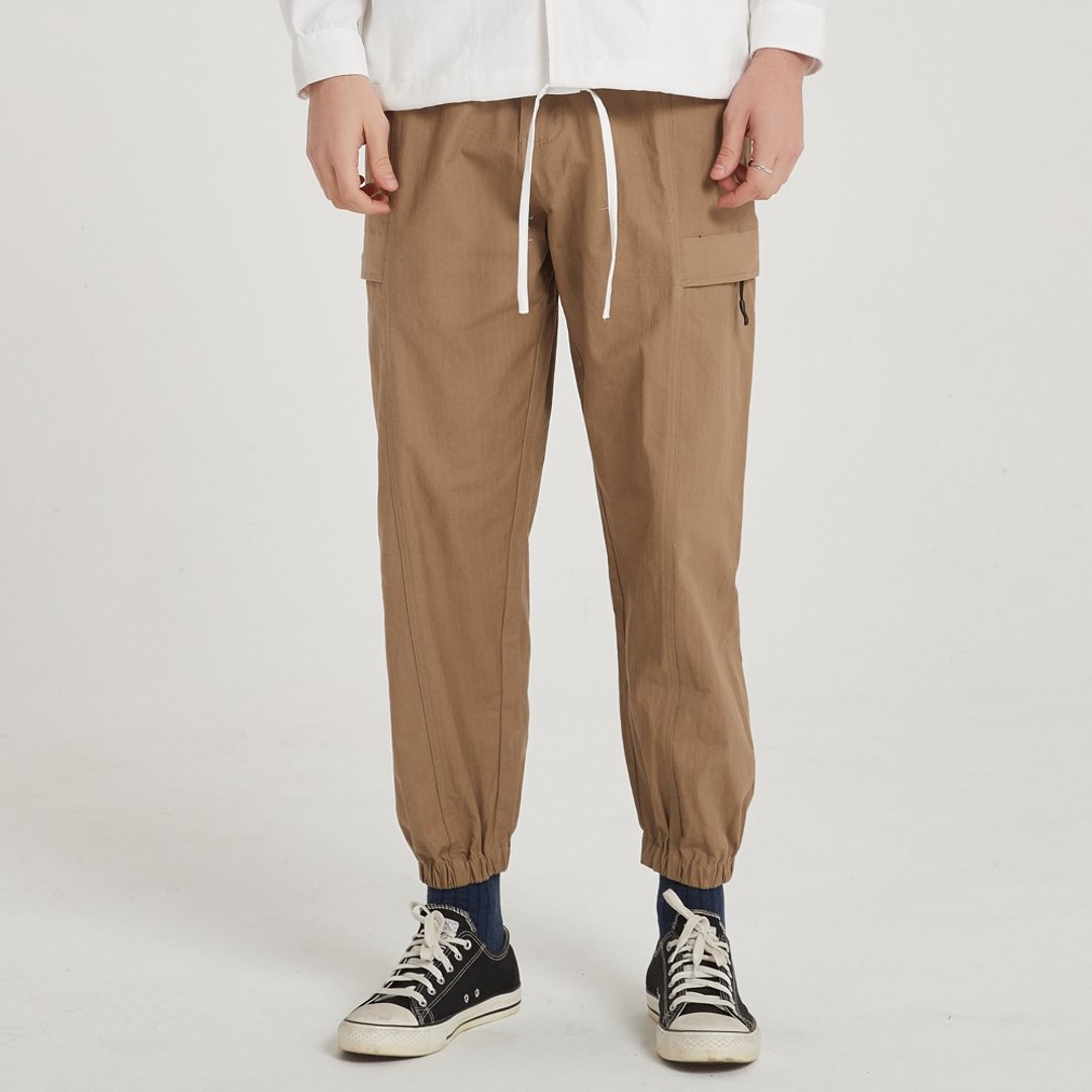 立体剪裁机能束脚裤 Functional Jogger/简约/素色/情侣服/收脚裤 - 男士长裤 - 棉．麻 卡其色