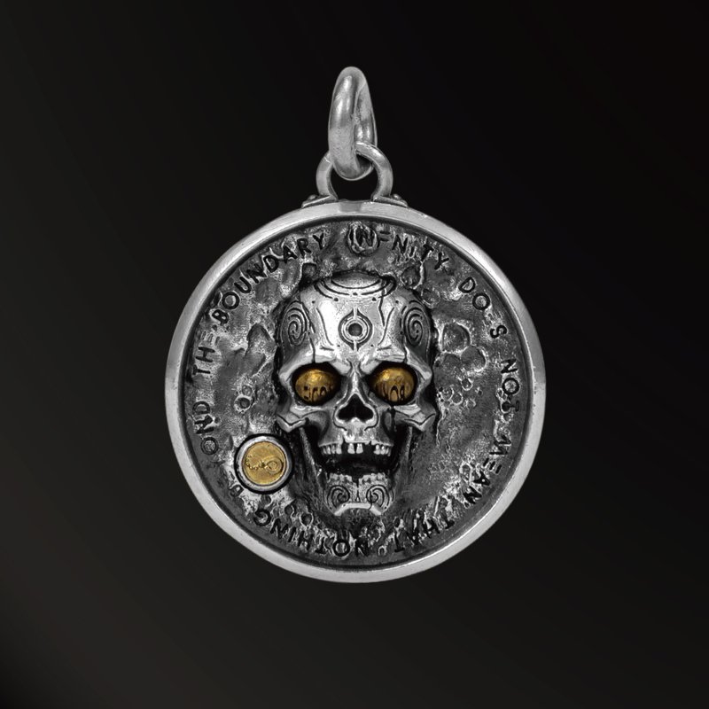 灵魂重生骷髅925银吊坠 全可动机械结构 复古摇滚嘻哈机车 - 项链 - 银 银色