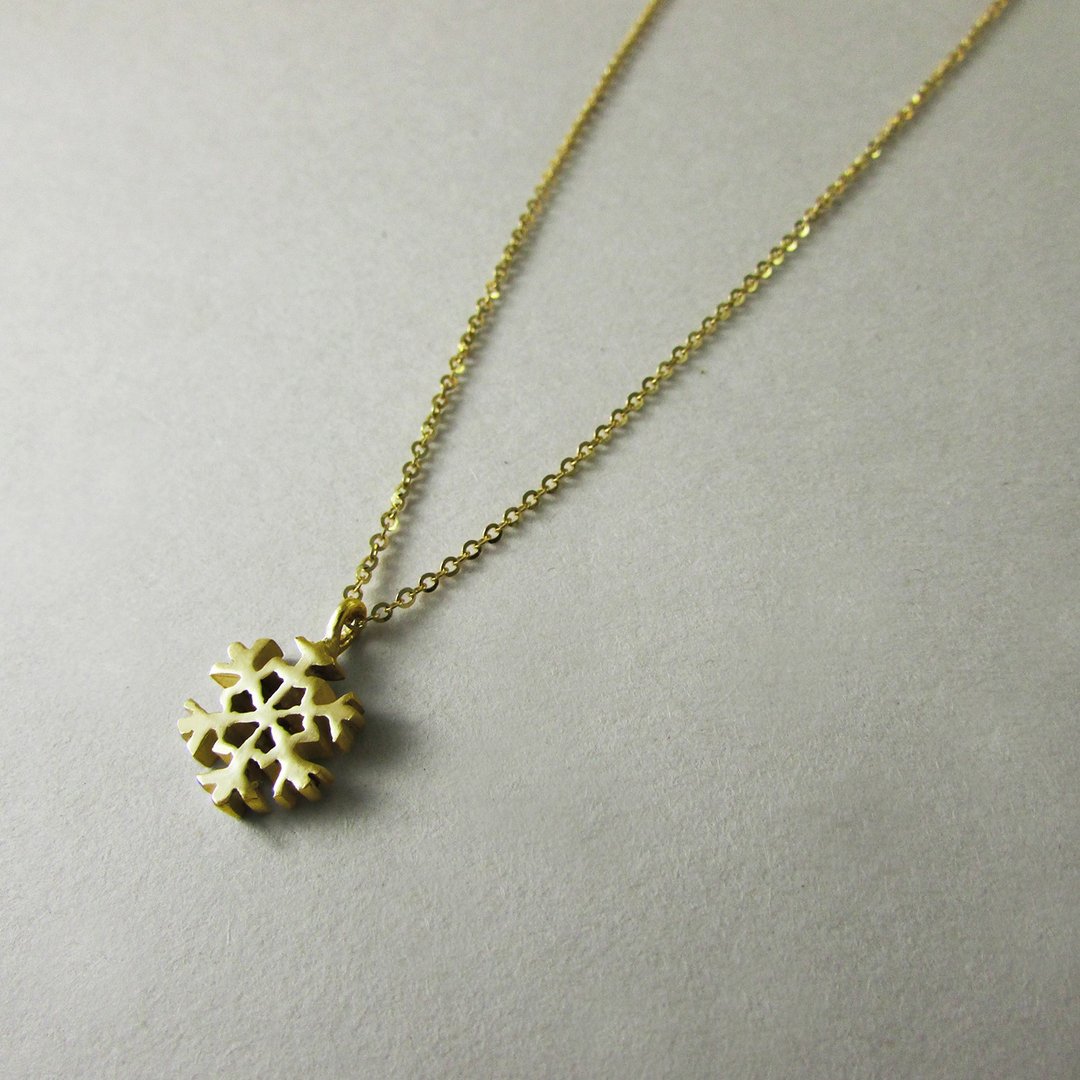 snowflake necklace k_雪花项链 限量 设计师手做 圣诞节礼物 - 项链 - 贵金属 金色
