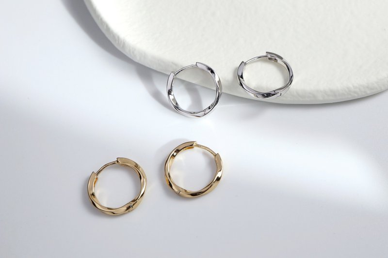 扭纹圈圈。纯银耳环 - 耳环/耳夹 - 纯银 银色