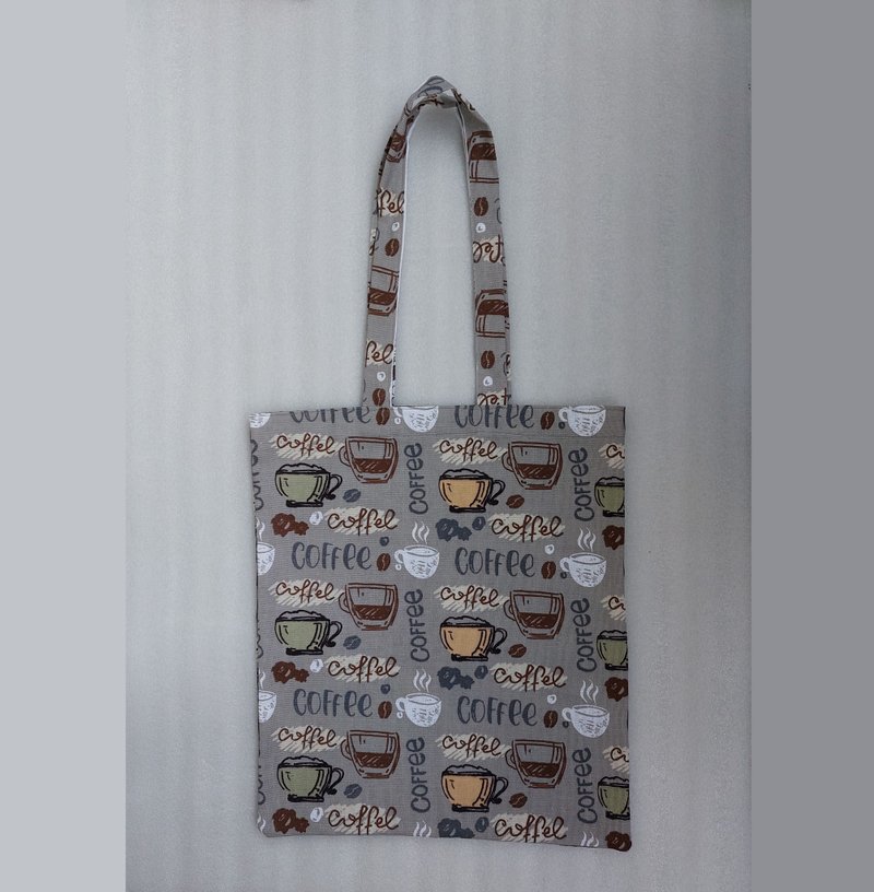 强力可重复使用的米色手提袋 环保 棉帆布袋与猫 - 手提包/手提袋 - 棉．麻 卡其色