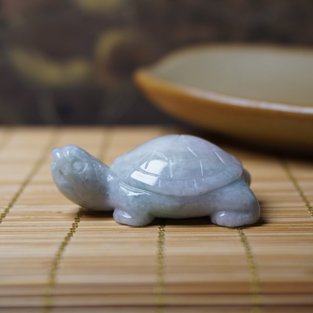 【吉祥·长寿】翡翠乌龟 | 天然缅甸A货翡翠 | 送礼 - 吊饰 - 玉石 白色