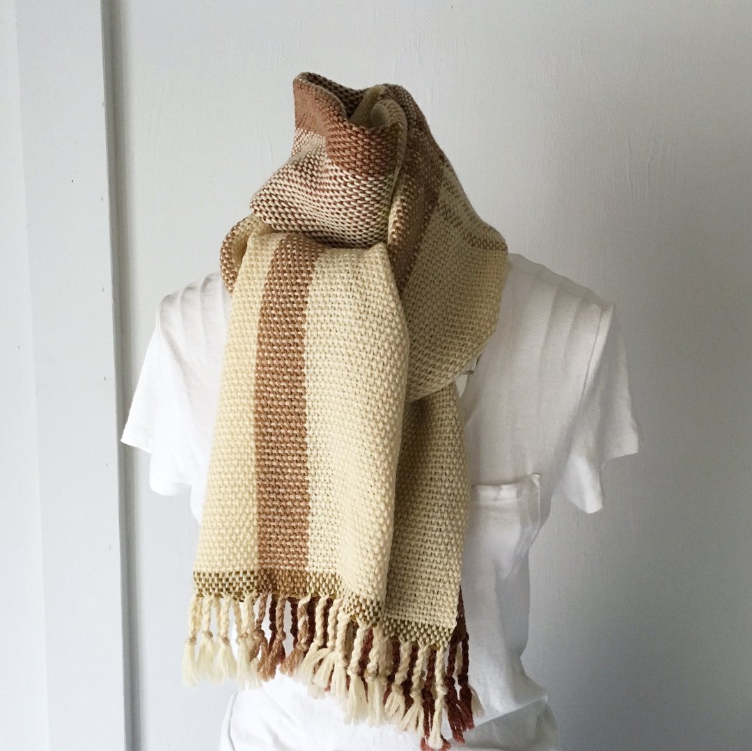 Fall/Winter 3 way Hand Woven Muffler Beige Mix 4 - 围巾/披肩 - 羊毛 卡其色