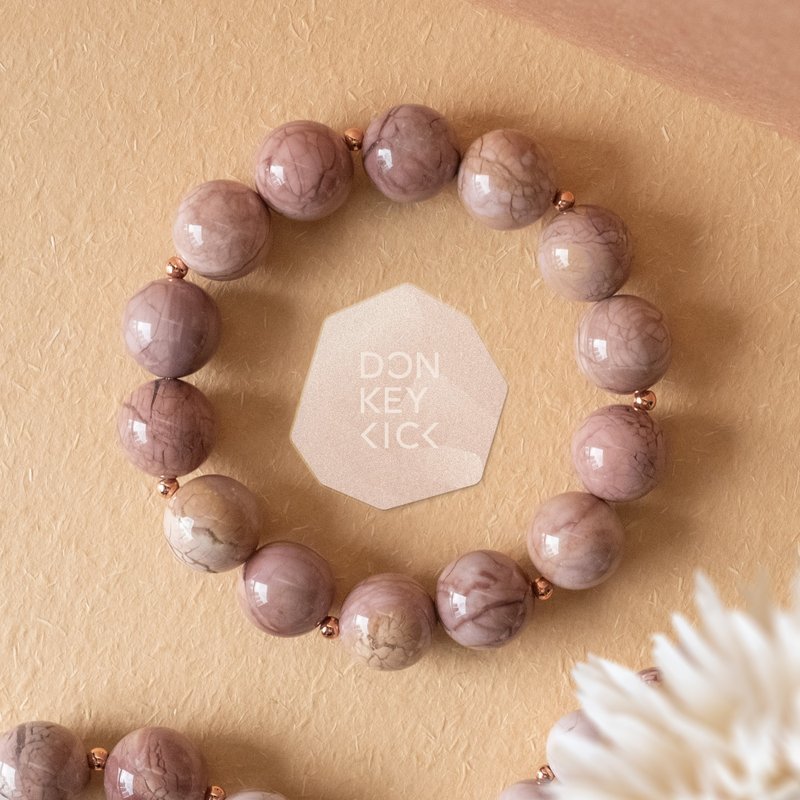 红粉佳人之二丨爆裂纹阿拉善玛瑙丨天然矿石水晶手串女生生日礼物 - 手链/手环 - 水晶 粉红色