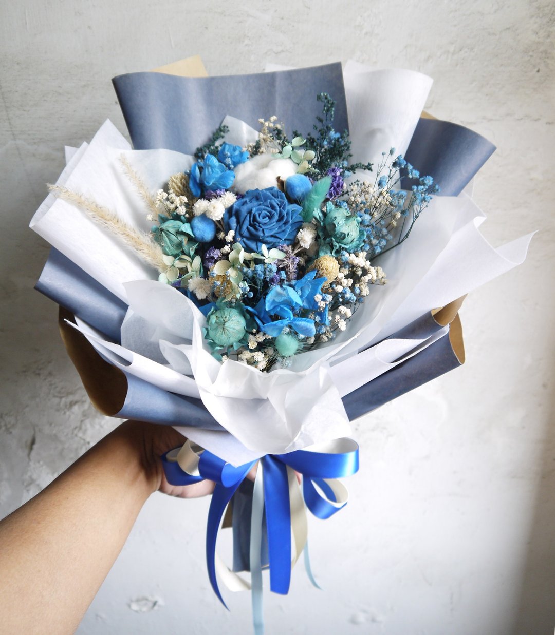 沁夏海洋 II .悠游蓝色系.干燥花.索拉花.永生花.情人节.求婚花束 - 干燥花/捧花 - 植物．花 蓝色