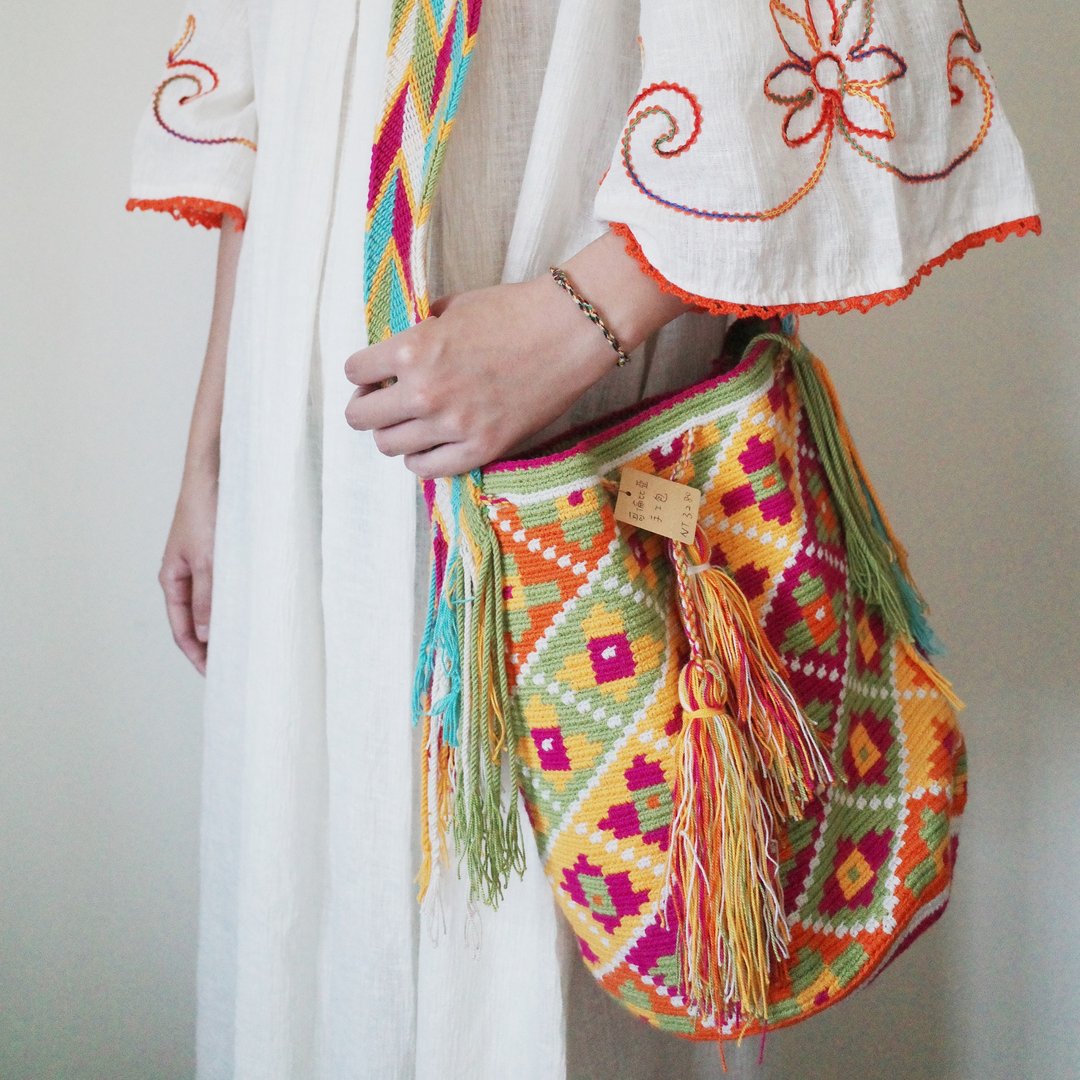 Vintage Columbia wayuu bag 哥伦比亚wayuu族手工编织包 - 侧背包/斜挎包 - 棉．麻 