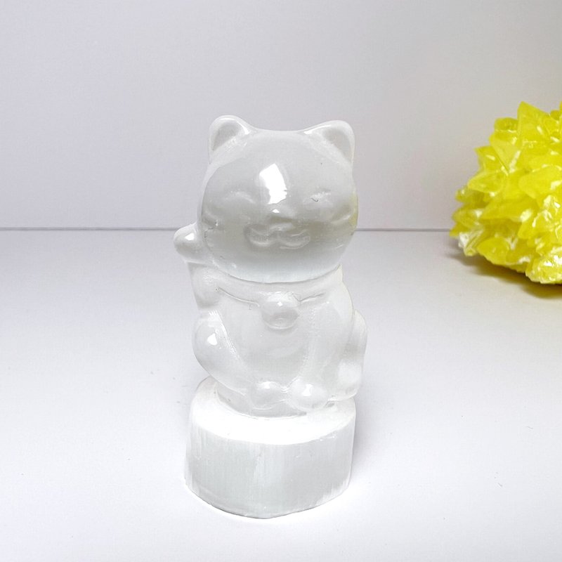 蕉你。一图一物 净化 充电 疗愈 摆件 消磁 l 透石膏 招财猫  l - 摆饰 - 水晶 白色