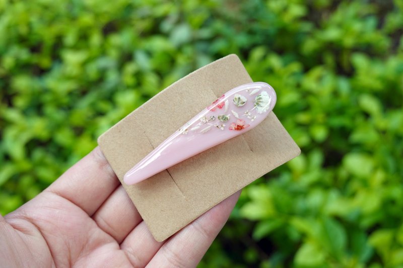 【柔光微语】 手工滴胶发夹 - 发饰 - 树脂 粉红色