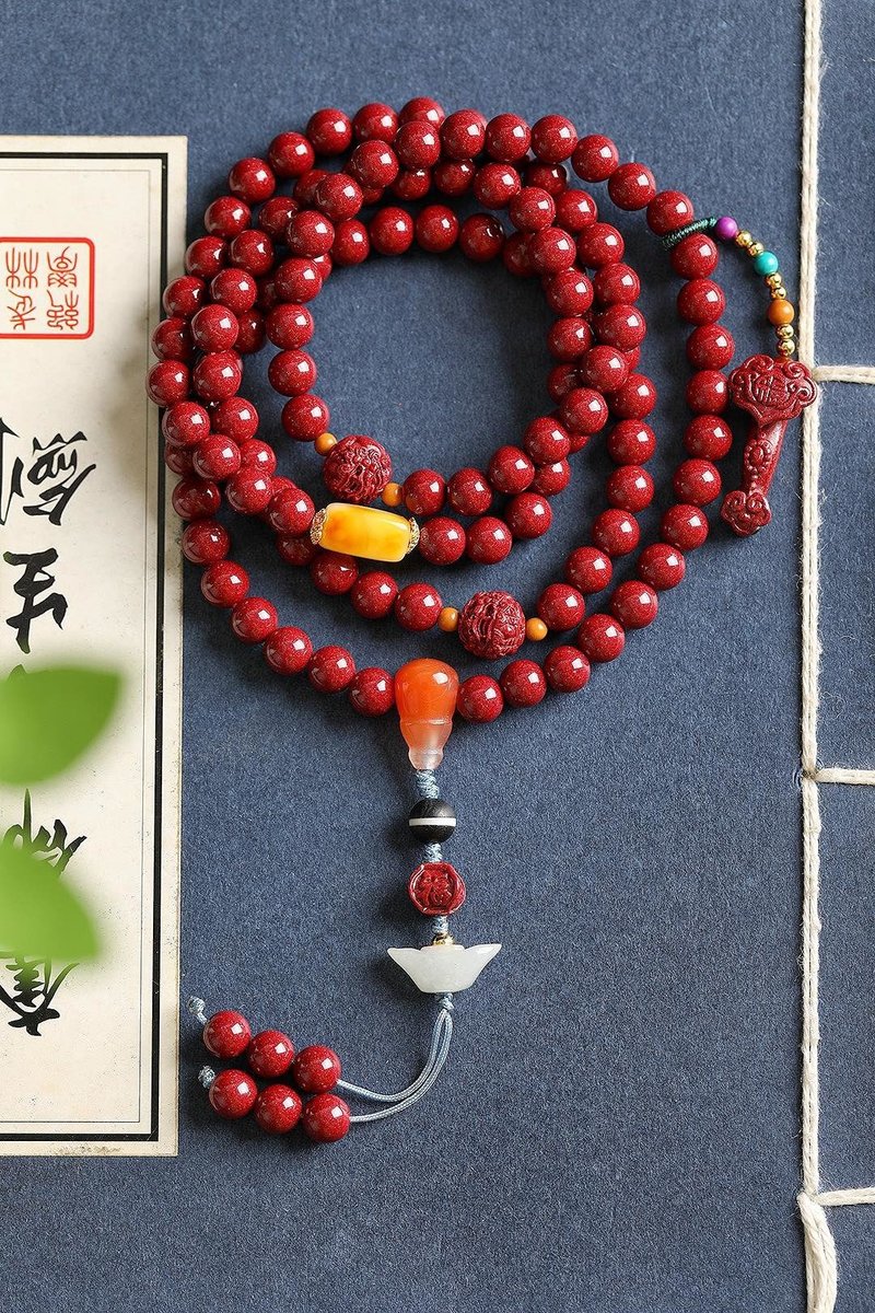 天然原矿朱砂精品紫金砂108颗佛珠 手链含量95%以上6mm - 手链/手环 - 宝石 
