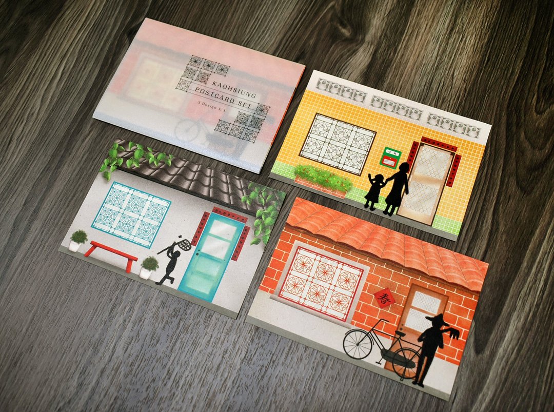 怀旧之窗 港都立体明信片 -3 入组 - 卡片/明信片 - 纸 