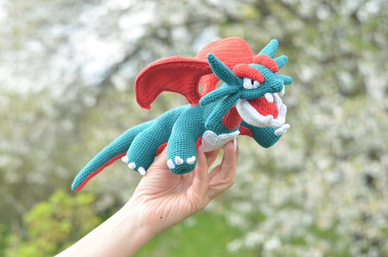 Salamence pokemon crochet toy for collectors - 玩偶/公仔 - 其他材质 多色