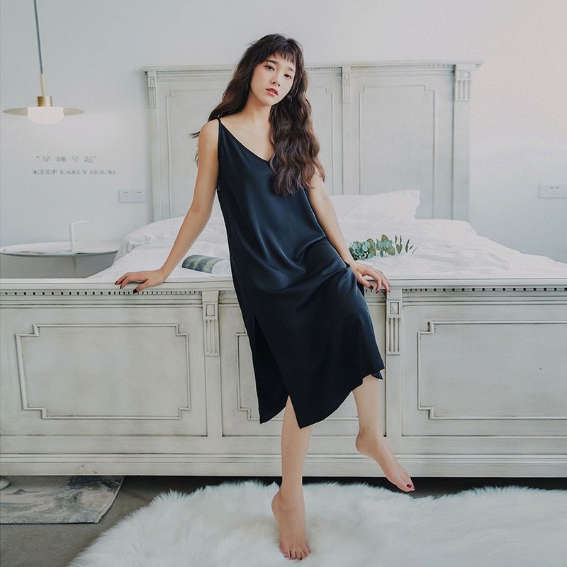 【全场特价】2019女装春季穿搭纯色蕾丝吊带连身裙洋装 XZJX8675Q - 洋装/连衣裙 - 聚酯纤维 多色