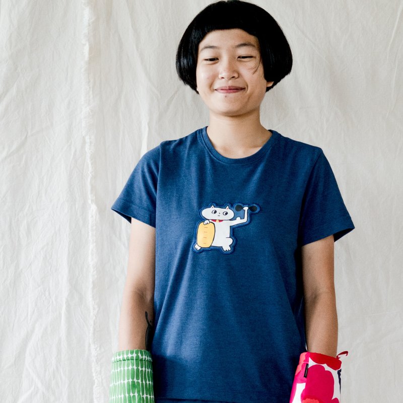 赚钱之余不忘运动的招财猫 /环保咖啡纱机能布料 /运动日常皆可穿 - 中性连帽卫衣/T 恤 - 环保材料 蓝色