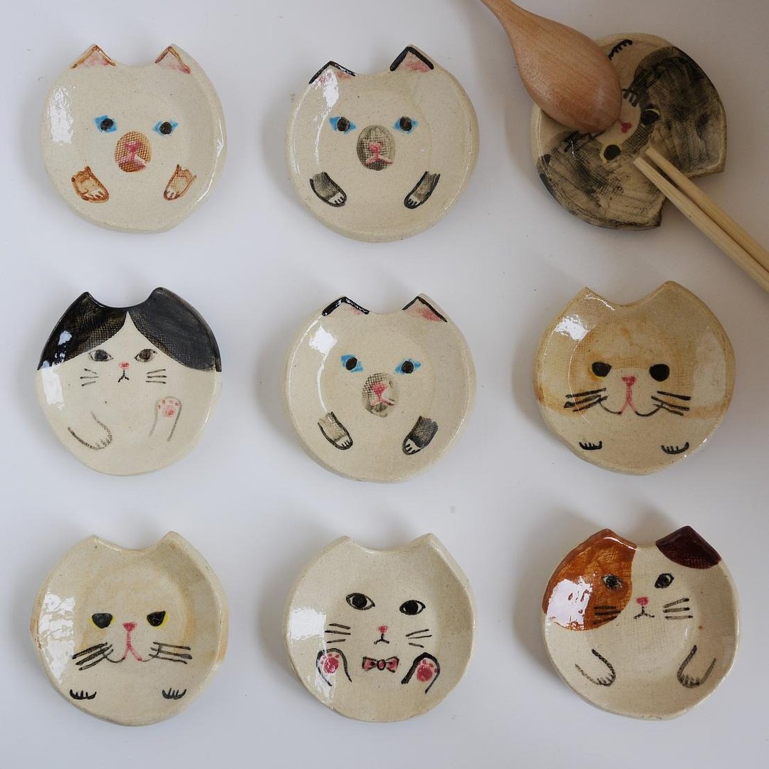 Pedigree written cat cat-chopstick 【gray ragdoll】 - 筷子/筷架 - 陶 灰色