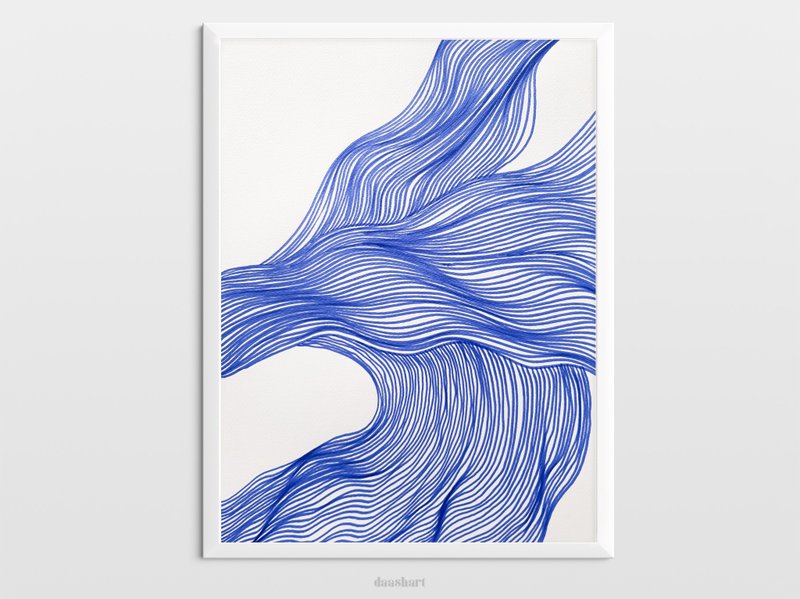 原始线描艺术品独特的抽象蓝色艺术现代家居装饰 - 海报/装饰画/版画 - 纸 蓝色