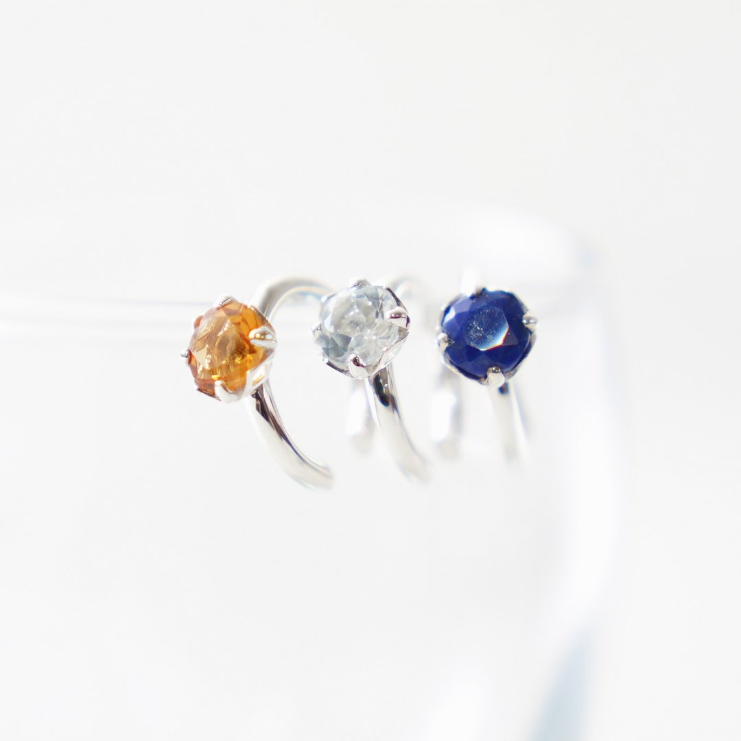Gemstones Earcuff vol.2 / SV925 天然石耳骨夹 黄水晶 海蓝宝石 青金石 - 耳环/耳夹 - 纯银 银色