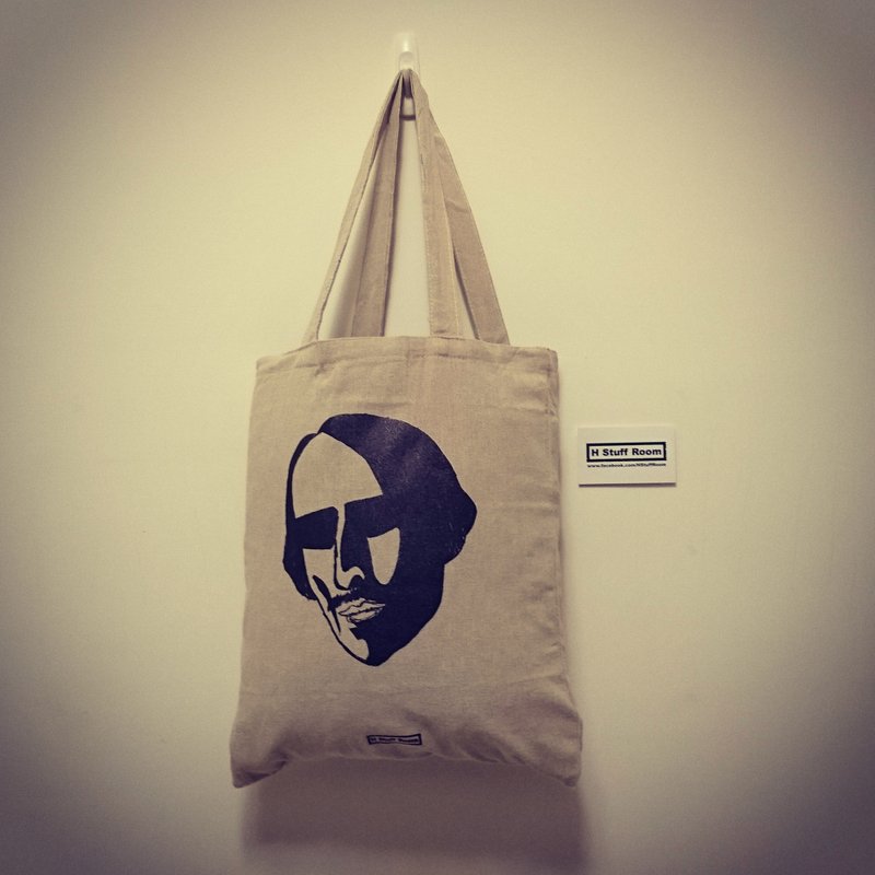 【深受打击的莎士比亚先生】棉麻直式手提袋 - 侧背包/斜挎包 - 棉．麻 透明