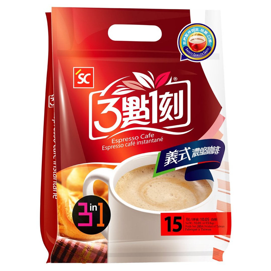 【3点1刻】义式浓缩咖啡3合1 15入/袋 - 咖啡 - 其他材质 红色