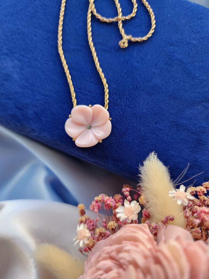 美国西洋古董饰品 / AVON粉嫩樱花莱茵螺旋金绳项链颈链/复古首饰 - 项链 - 其他材质 