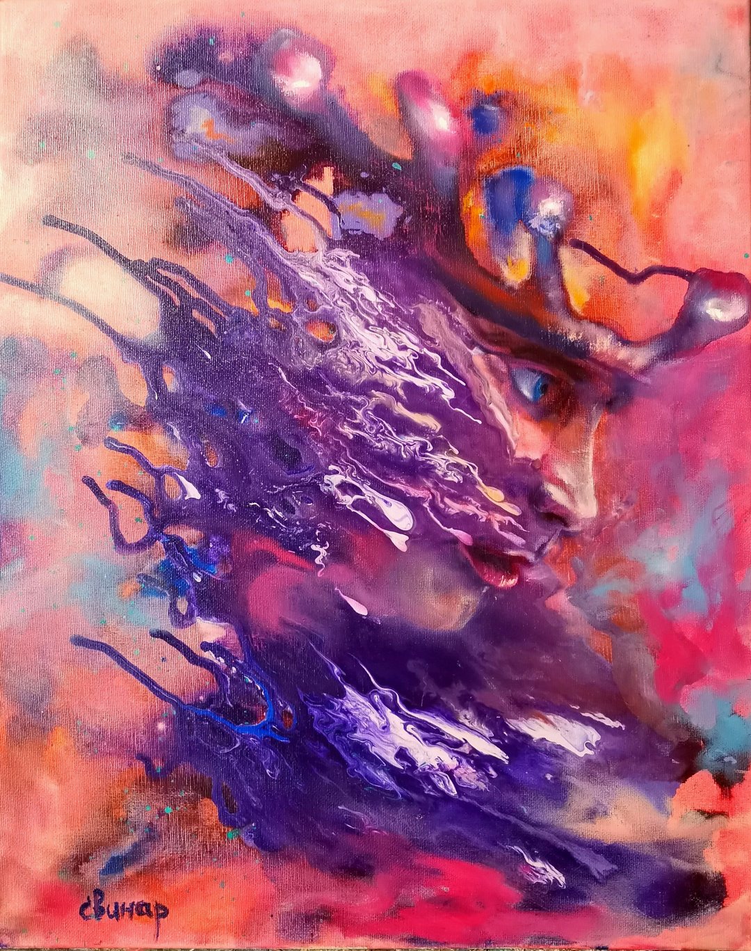 Abstract Art Oil Painting Original President Russia Putin King Artist Svinar Ok - 其他 - 其他材质 多色