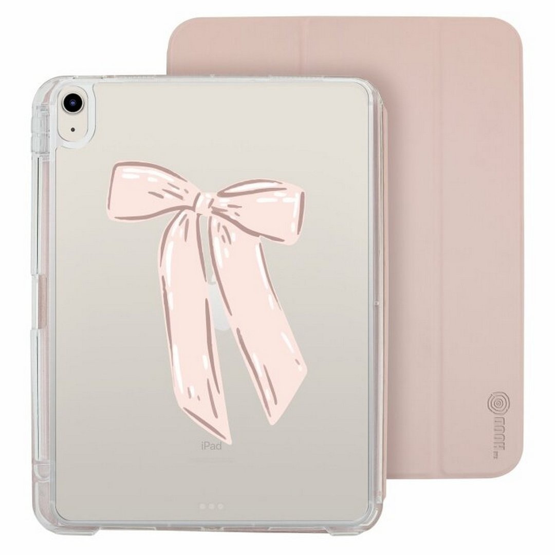 可爱粉红蝴蝶结iPad Air /Pro 2024mini7可拆式防摔透明 实色折套 - 平板/电脑保护壳 - 塑料 多色