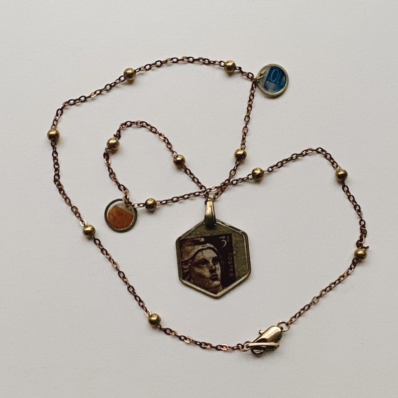 跨时空信件项链 - 项链 - 树脂 咖啡色