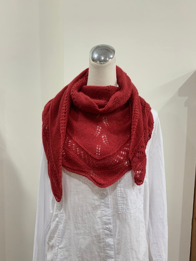 手作喜红麦穗披肩围巾。100%克什米尔线材。仅此一件 - 围巾/披肩 - 羊毛 