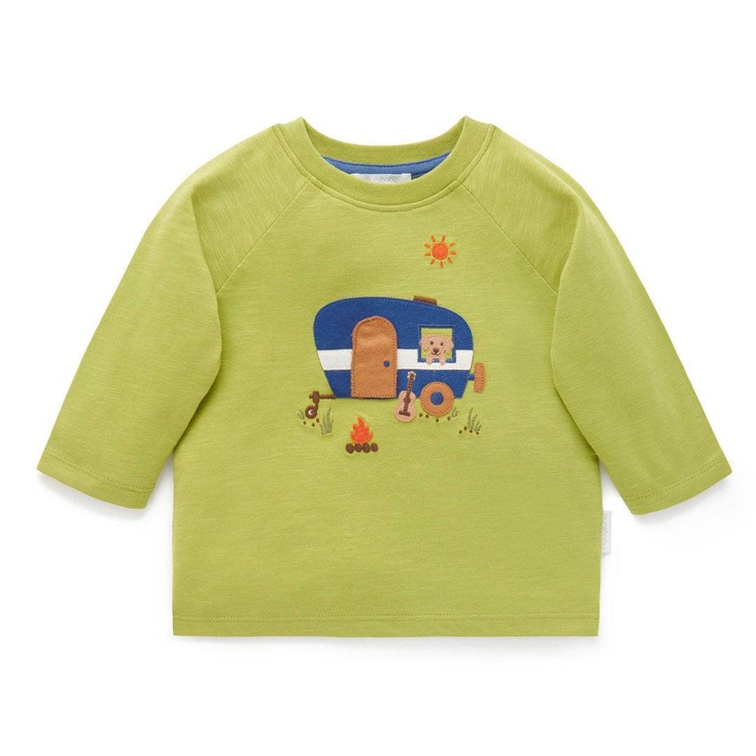 澳洲Purebaby有机棉男童装长袖上衣12M~5T 棕榈绿贴布 - 童装上衣 - 棉．麻 