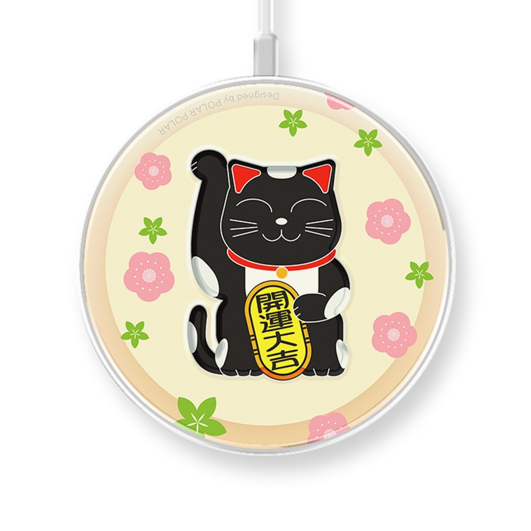 【定制化】黑色开运招财猫 无线充电盘 15W快充无线充电器 - 手机充电及周边 - 铝合金 
