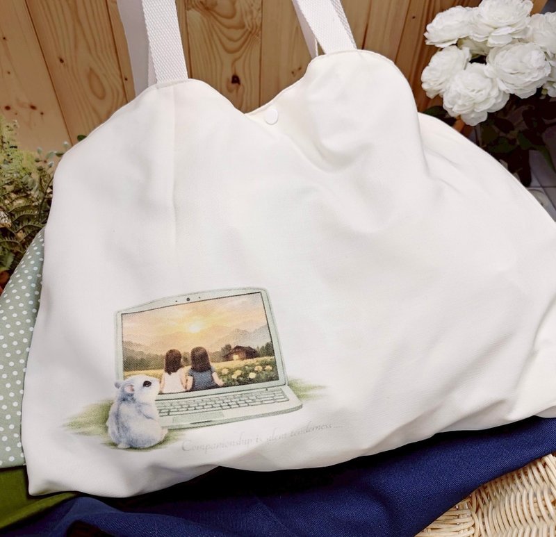 爱心公益定制品 - A3 横式大容量疗愈鼠多用包 - 手提包/手提袋 - 棉．麻 多色