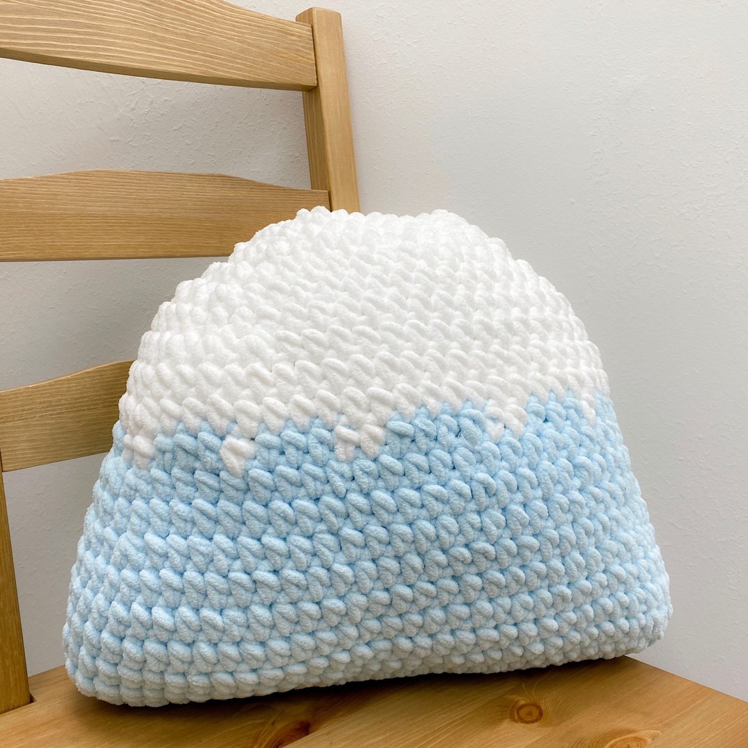 【DIY材料包】独家设计 | 手工钩织富士山抱枕 (Cushion) - 编织/刺绣/羊毛毡/裁缝 - 其他材质 蓝色