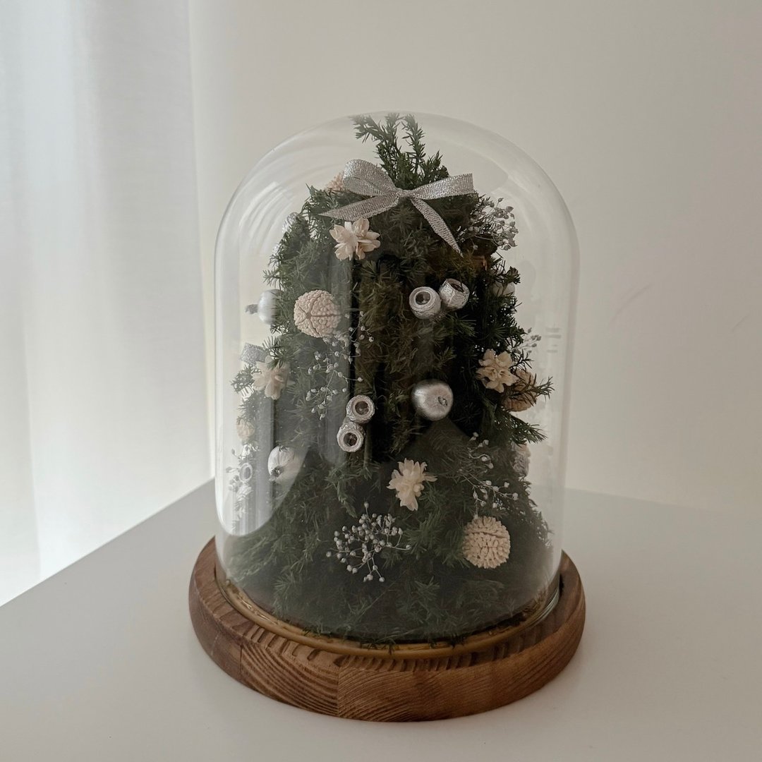 SEE 看见花艺设计|圣诞节|永生雪松 |圣诞树|银色心愿圣诞树玻璃 - 干燥花/捧花 - 植物．花 