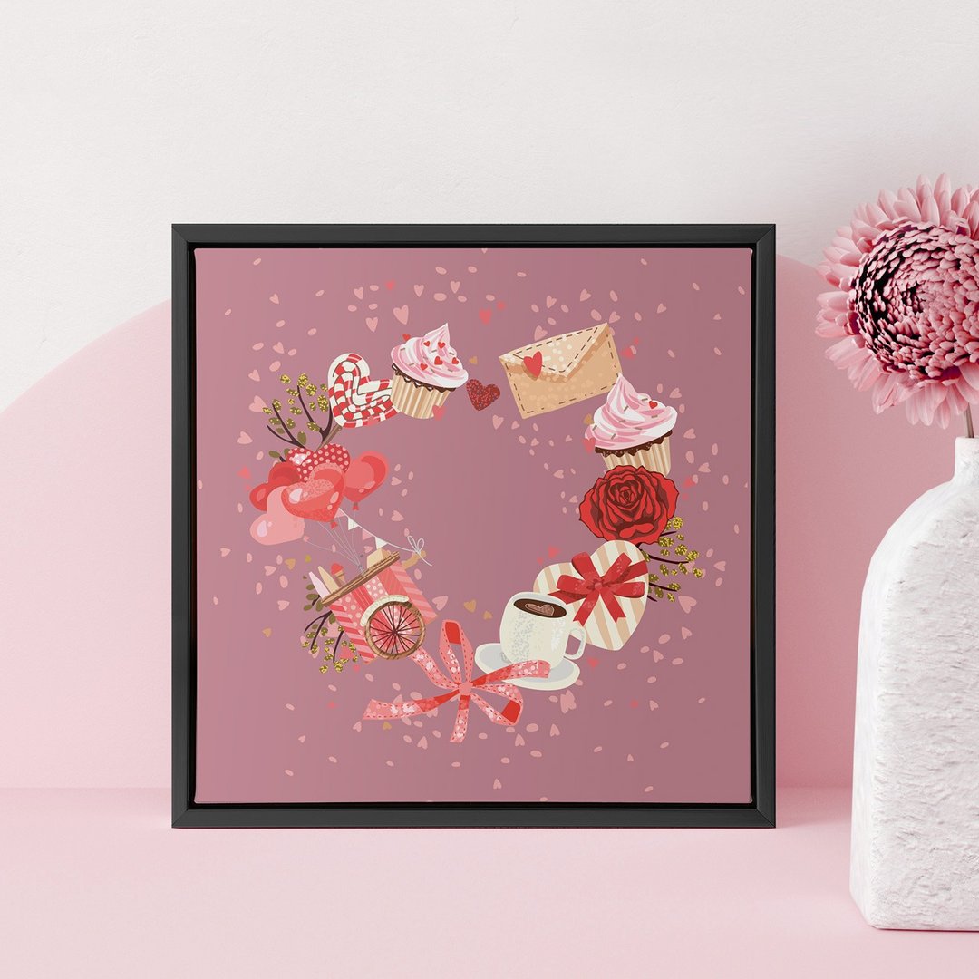 爱的排列式 - 情人节/心型/方形画作/送礼/粉色/浪漫挂画/工作室 - 海报/装饰画/版画 - 棉 多色